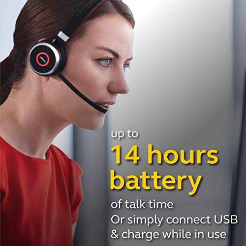 Jabra Evolve 65 MS Wireless Headset, Stereo ? Includes Link 370 USB Adapter ? Bluetooth Headset with Industry-Leading Wireless Performance, Advanced Noise-Cancelling Microphone, All Day Battery
