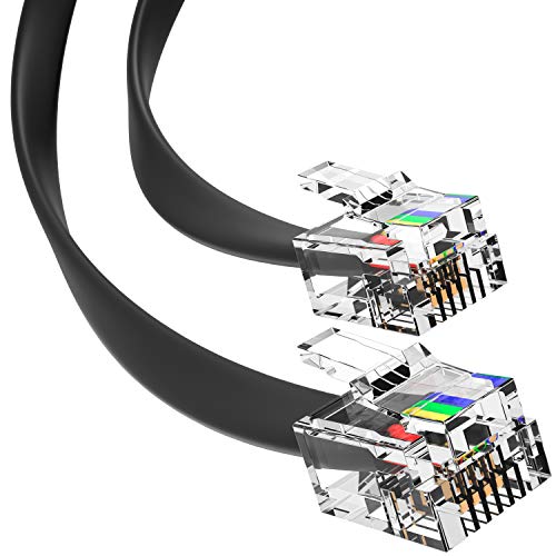 G-PLUG 3ft Flat RJ11 Phone Cable for Landline Phones Black
