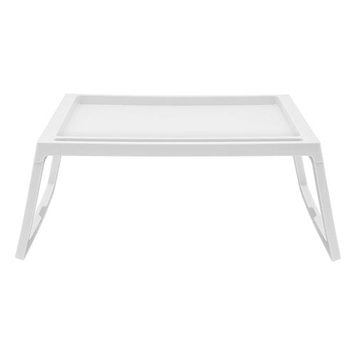 Gdrasuya10 6 Pieces Breakfast Bed Tray with Foldable Legs Folding Laptop Bed Tray Table 25.6"x14"x10.6" Serving Tray for TV Dinner Laptop Couch Snack (White)