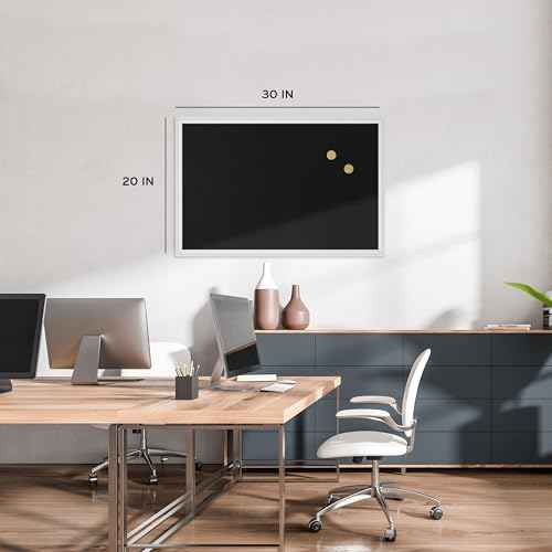 U Brands Magnetic Chalkboard, 30" x 20", White Wood Style Frame, Premium Matte Surface, Includes 2 Magnets