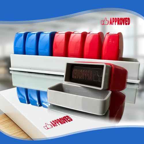 8PCS Office Stamps Set, Rubber Business Stamp in Red and Blue Ink, Copy Paid Scanned Faxed Approved Completed Message Work Stamp with Storage Tray, Christmas Gifts for Finance Staff