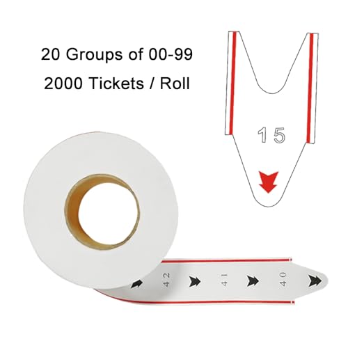 Take a Number Tickets 5 Rolls of 2 Digits for K-T Ticket Dispenser Queue Calling System 2000 Ticket Roll 00-99 White