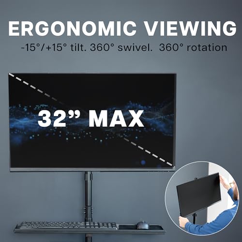 VIVO Mobile Computer Cart with Monitor Mount for 17–32 in Screens