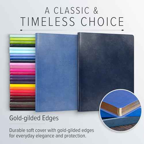 Gallery Leather Professional Weekly Monthly Planner 2026, Elegantly Bound Calendar Planner and Notebook with Stylish Gold-Gilded Page Edges, 12 Months - Acadia Black - 9 x 7 "