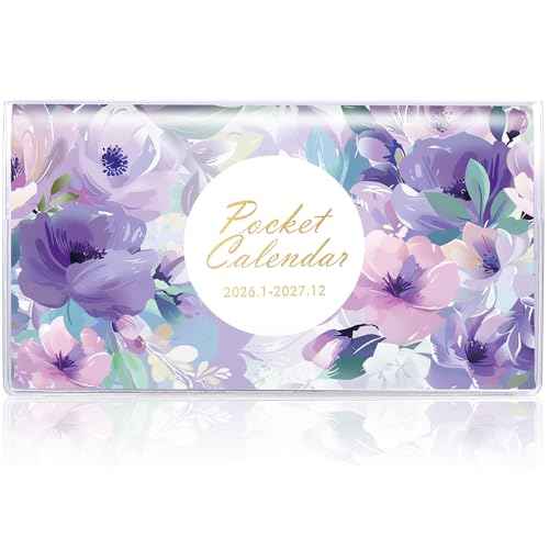 Pocket Calendar 2026-2027 for Purse, Small Pocket Planner 2026-2027 for Purse 3.5¡¿6.5In,24 Month Organizer from Jan 2026- December 2027 Mini Planner with Pvc Cover for Organizing & Planning