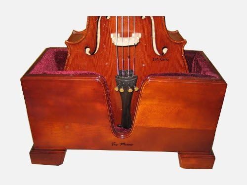 Vio Music Cello Wooden Stand Burgundy Velvet Plush Cushions