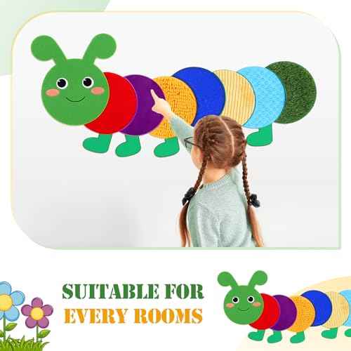 Caterpillar Sensory Wall Panel for Kids Sequin Busy Board Play Room Daycare Toys Sensory Tiles for Wall and Floor Textured Mats and Squares for Autism Children Toddlers Classroom Activity