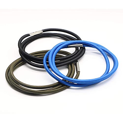 Hongmed Trash Can Bands Set of 3 - Fits 13-32 Gallon Cans, Elastic Rubber Bundling Bands (Black/Blue/Green) - Multi