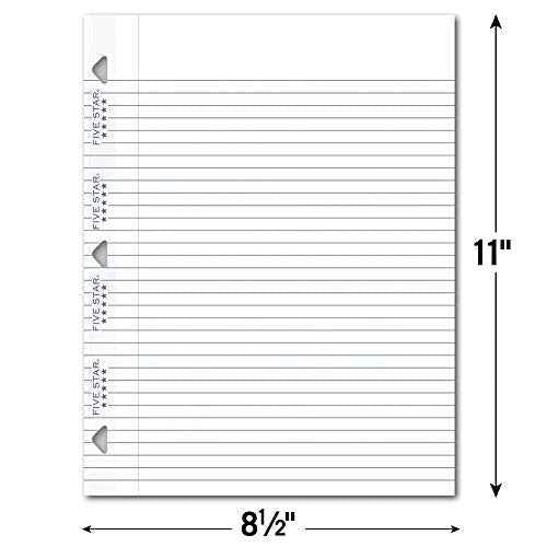 Five Star Reinforced Filler Paper, College Rule, 11 x 8 1/2, White, 100 Sheets (Pack of 6)