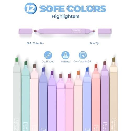 Nicpro 57 PCS Aesthetic Book Annotation Kit with Pen Case, 12 Dual Highlighters, 5 Gel Pens, 6 Mechanical Pencil, 2 Markers 1200PCS Transparent Sticky Notes and Tabs for Bible Study Student Stationary
