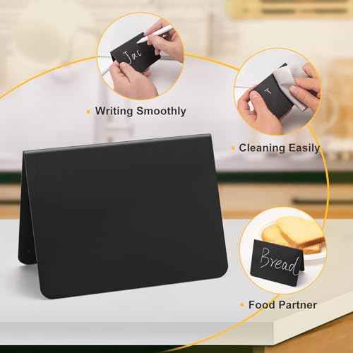 15 Pcs 4"x3" Mini Chalkboard Signs for Food, Reusable PVC Food Labels, Reserved Table Signs for Party Buffet, Birthdays, Bakery, Weddings Table Numbers, Buffet Display, Place Cards, Name Tag