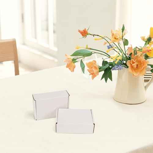 HORLIMER 6x4x2 inches Shipping Boxes Set of 75, White Corrugated Cardboard Box Literature Mailer
