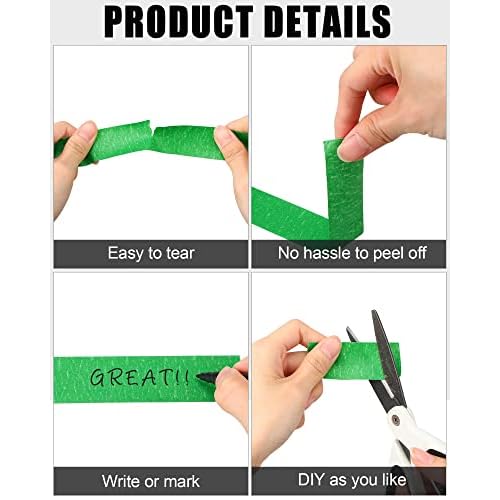 Fainne 20 Pcs Green Painters Masking Tape Bulk 1 Inch x 55 Yard, General Purpose Paint Band Removable Adhesive Tape Multi Surface Roll for Painting Labeling School Supplies