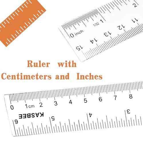 Plastic Rulers, 6 Inch Ruler, Clear Measuring Tool for Student School Office, Inches and Centimeters, Pack of 2