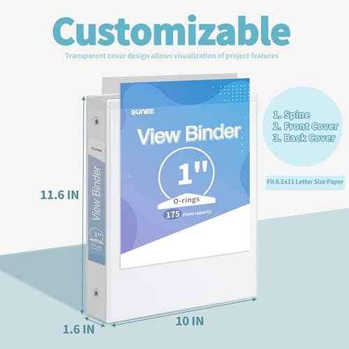 SUNEE 3 Ring Binder 1 Inch 12 Pack, Clear View Binder Bulk Three Ring PVC-Free (Fit 8.5x11 Inches) for School or Office Supplies, White