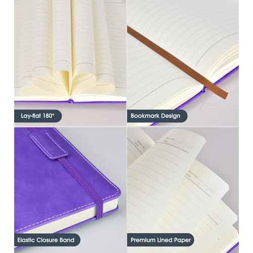 Lined Journal Notebook for Women Men,256 Pages A5 Hardcover Leather Journals for Writing,Travel,Business,Work & School,College Ruled Notebooks for Note Taking,Diary Notepad 5.7"¡¿8.3" purple