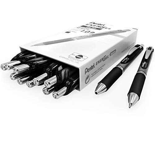 Energel BL80 Retractable Liquid Gel Ink Rollerball Pen - 1.0mm - Black - Pack of 12 + 2