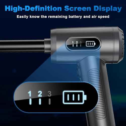 Compressed Air Duster-3 Gear Adjustable 100000RPM Electric Air Duster with LED Light, Rechargeable Cordless Air Blower for Keyboard Electric Devices Cleaning. Replaces Compressed Air Cans (Grey)