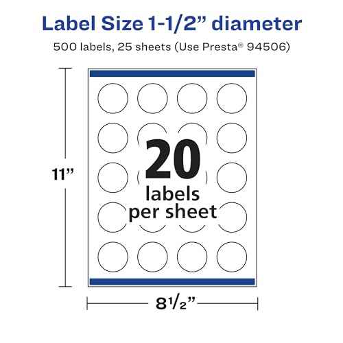 Avery Glossy Clear Round Labels with Sure Feed, 1.5" Diameter, 500 Glossy Clear Labels, Print-to-The-Edge, Laser/Inkjet Printable