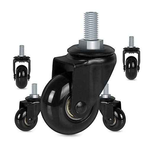 8T8 2" Office Chair Caster Wheels Replacement for Carpet, Heavy Duty Rubber Chair Wheels with Threaded Stem 3/8''-16x1, Quiet and Smooth Rolling for Hardwood Floors - Set of 5