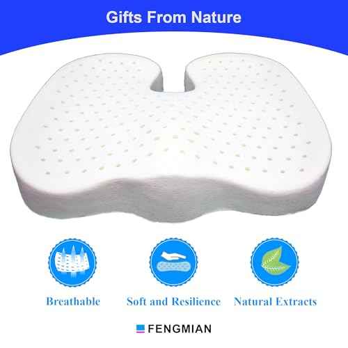 Natural Latex Seat Cushion - Soft, Bouncy and Relieves Pressure - Suitable for Office Chair, Home Chair, Car, Gaming, Wheelchair, Meditation, and Yoga (Gray)