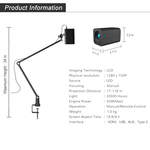 Portable Art & Movie Projector for Tracing, Drawing, and Presentations 4K HDR