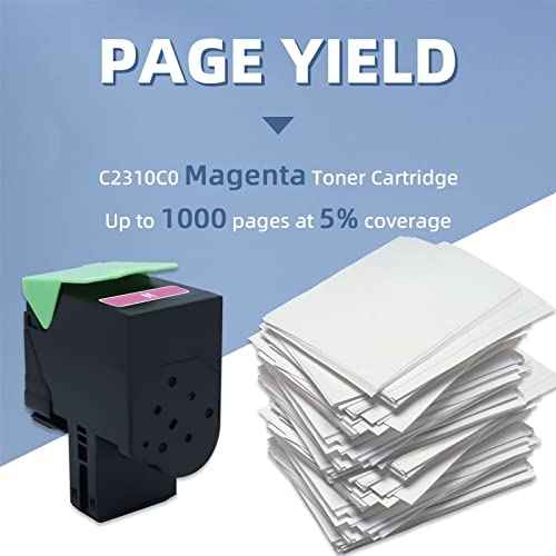 C2310M0 Toner Cartridge Magenta Replacement for lexmark C2325 C2325dw C2425 C2425dw C2535 C2535dw MC2325 MC2325adw MC2425 MC2425adw MC2535 MC2535adwe MC2640 MC2640adwe Printer, 1000 Page Yield
