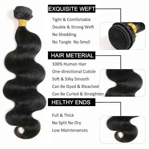 12A Human Hair Bundles Body Wave 20 Inch One Bundle 100% Unprocessed Brazilian Virgin Hair Natural Black Color
