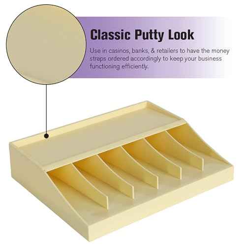BankSupplies Bill Strap Rack Champagne Money Band Organizer Durable 6-Compartment Holder for Casinos, Banks, and Retailers
