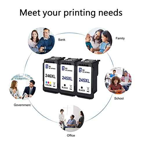 BJ Ink Cartridges Replacement for Canon PG-245XL CL-246XL Ink Cartridge Compatible with PIXMA MG2520 MG2522 MG2920 MG2922 MG2924 MG2420 MX490 MX492 IP2820 Printer(2 Black,1 Tri-Color)