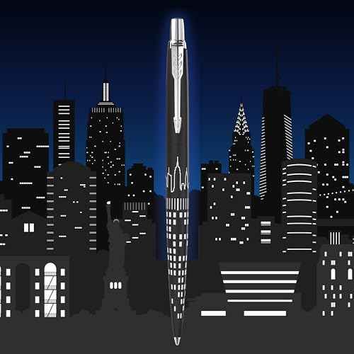Parker Jotter Ballpoint Pen | Special Edition | NYC Black CT | Medium Point with Blue Ink | Gift Box