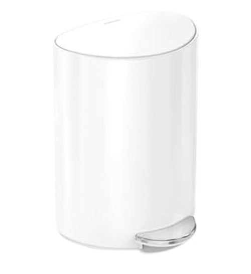 simplehuman 6L semi-Round Step can, White Steel