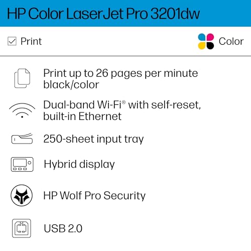 HP Color LaserJet Pro 3201dw Wireless Color Laser Printer with Duplex