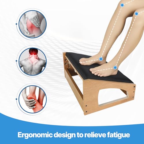 XINGMIAOWJ Ergonomic Foot Rest Under Desk - 4-Height Adjustable Foot Stool Natural01