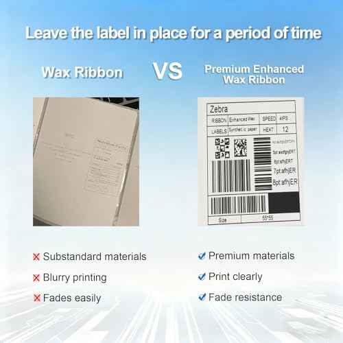 6 Rolls 4.02" x 1476' Premium Enhanced Wax Thermal Transfer Ribbon, 102mm x 450m Black Industrial Barcode Label Printer Ribbon - Compatible with Zebra, TSC, GoDex, Citizen, 1" Core