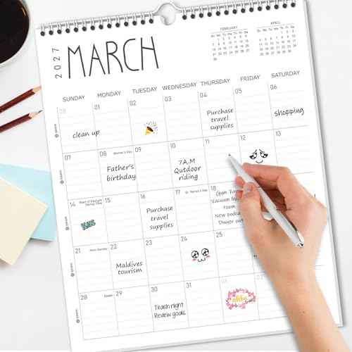 Guasslee Wall Calendar 2026-2027, 14"x11.5" Vertical Wall Calendar 2026, 18-Month Desk Planner From 2026 Jan - 2027 Jun, Monthly Hanging Planner Spiral Bound For School Home Office Organizing
