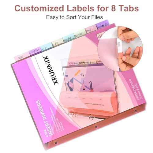Bulk 12 Packs 8-Tab Binder Dividers with 2 Pockets, 96 Counts Binder Dividers Index for 3 Ring Binders, 8 Pastel Colors, US Letter Size (12)