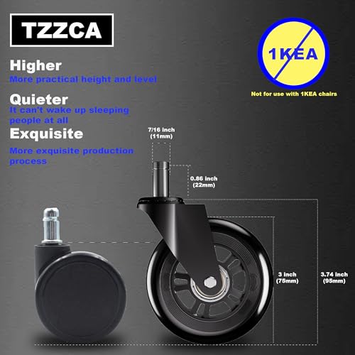 Heavy-Duty Office Chair Wheels Replacement Casters – Non-Marking Polyurethane