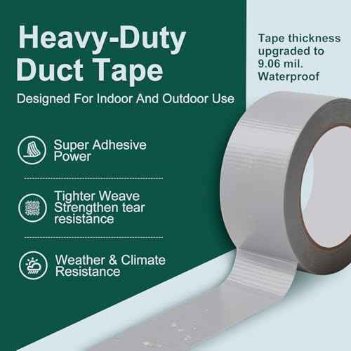 AISIMEE12-Pack Heavy Duty Duct Tape, 9 Mil Thick, 1.88¡± x 30 Yards, Waterproof & Residue-Free, Strong Adhesive for Indoor & Outdoor Repairs, All-Weather, Silver