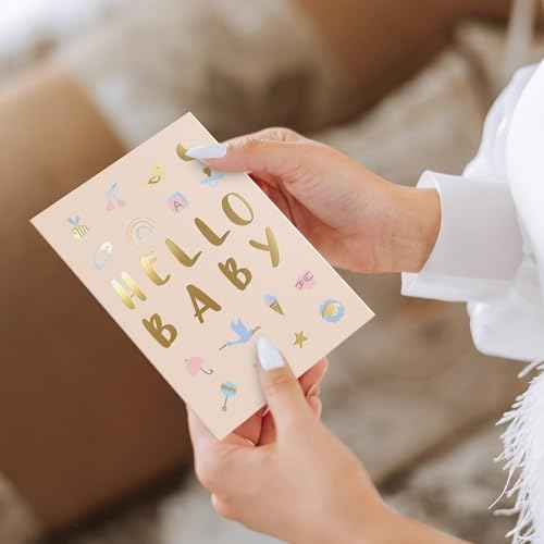 Sweetzer & Orange Baby Shower Card with Gold Foil ? Gender Neutral Baby Shower Greeting for Boy or Girl ? 5¡±x7¡± Congratulations Card with Envelope & Gold Sticker ? 300gsm Cardstock