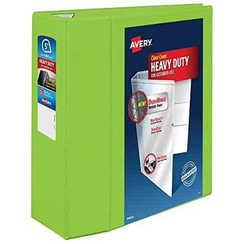 Avery Heavy-Duty View 3 Ring Binder, 5 Inch One Touch EZD Rings, 2.3/4.8 Inch Spine, 1 Chartreuse Binder (79815)