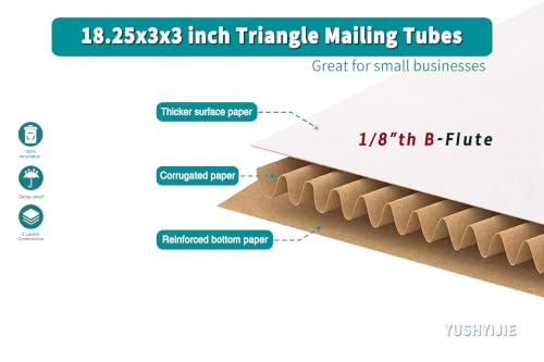 YUSHYIJIE 25-Pack 18.25x3x3 Inch Triangular Shipping Tubes for Artwork & Documents