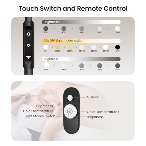 Lash Light, Half Moon Lamp with Tool Tray, LED Moon Light for Eyelash Extensions, Adjustable Color Modes and Flexible Gooseneck, Suitable for Beauty Salons and Beginner DIY (Black)