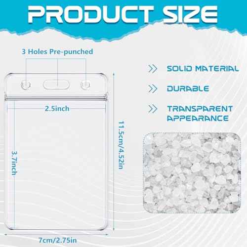 BESARME 30 Pack Vertical ID Badge Holders Clear Plastic Waterproof Card Holder Resealable for Office Worker Teacher