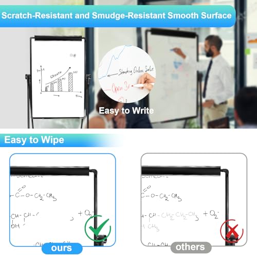 SCZS 40x28 Black Double Sided Magnetic Whiteboard with Adjustable Stand