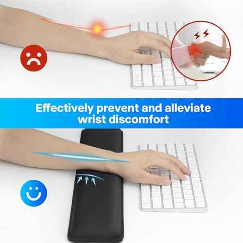 Yolanda Keyboard Wrist Rest/Pad - Cooling Gel - Stitched Edges - Keyboard Accessory,Ergonomic,Black