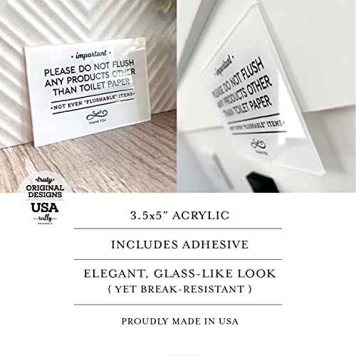 Reilly Originals 3.5x5 Inch Do Not Flush Rules Bathroom Sign ~ Ready to Stick ~ Premium Finish, Durable