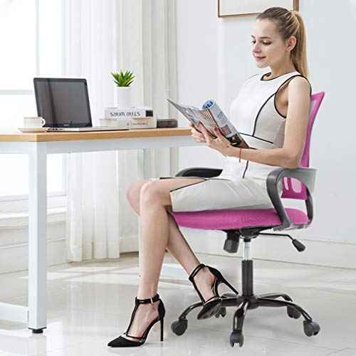 BestOffice Office Chair Ergonomic Cheap Desk Chair Mesh Computer Chair Lumbar Support Modern Executive Adjustable Stool Rolling Swivel Chair for Back Pain (Pink)