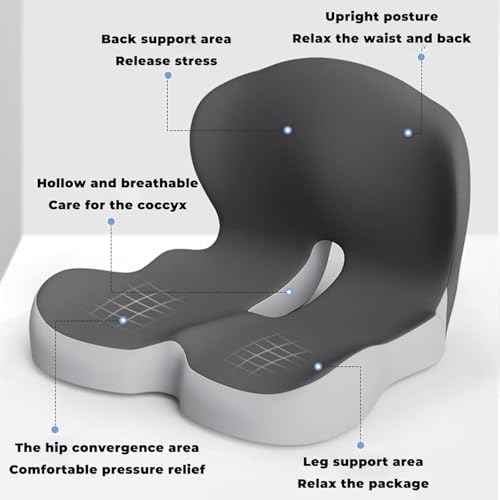 Back and Seat Cushion Seat Cushions for Sciatica Soothe+ seat Cushion Ergonomic Non Slip Memory Foam Seat Skin with Back Support for Car & Office, Lumbar Support (Black)