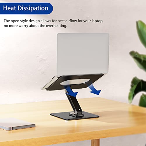 Black BESIGN LSX7 Laptop Stand with 360° Rotating Base, Ergonomic & Foldable